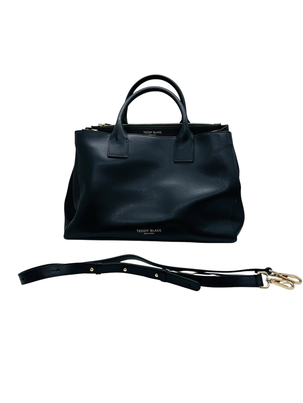 Teddy Blake Black Leather Satchel with Detachable Strap